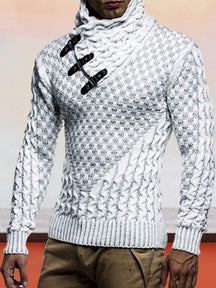 Trendy High Collar Pullover Sweater Sweaters coofandystore White S 