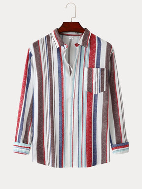 Casual Splicing Stripe Shirt Shirts coofandystore Red S 