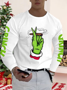Christmas Cartoon Finger Long Sleeve Shirt Shirts & Polos coofandystore White S 