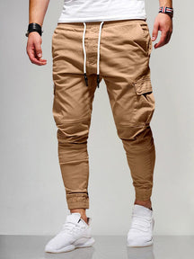 Beam Feet Flap Pocket Sport Pants Pants coofandystore Khaki XS 