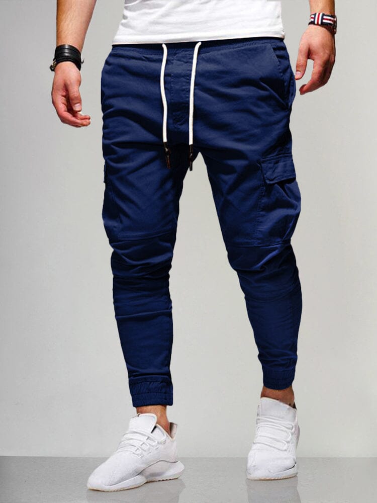 Beam Feet Flap Pocket Sport Pants Pants coofandystore Navy Blue XS 