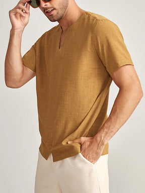 Cotton Linen Casual Short Sleeve Shirt