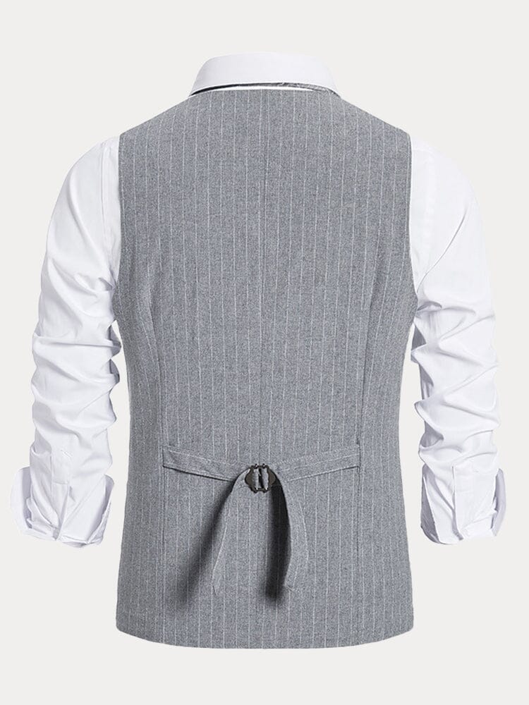 Slim Button Stripe Suit Vest Vest coofandystore 