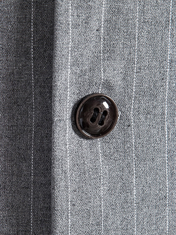 Slim Button Stripe Suit Vest