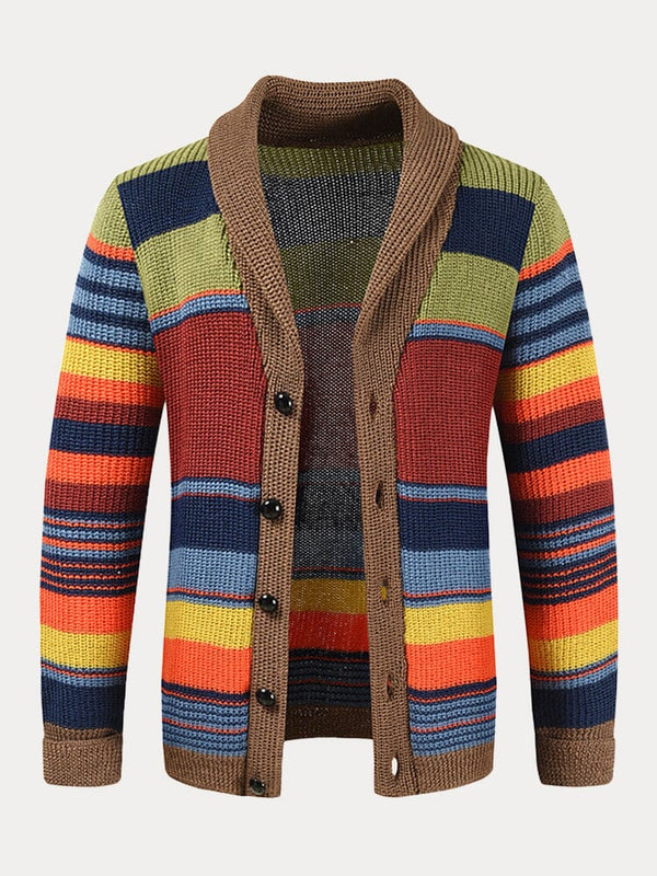 Multicolor Lapel Neck Sweater Coat Sweaters coofandystore Multicolor M 