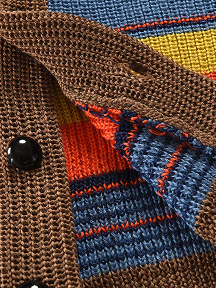 Multicolor Lapel Neck Sweater Coat Sweaters coofandystore 