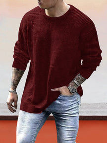 Waffle Knitted Pullover Bottom Shirt