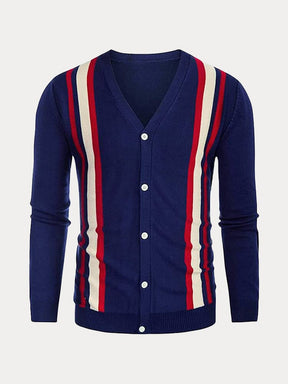 V-neck Stripe Knitted Cardigan Sweaters coofandystore 