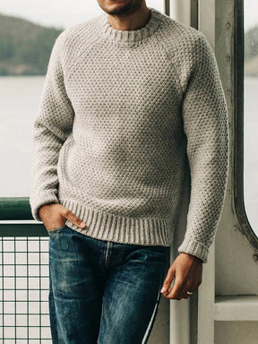 Solid Round Neck Pullover Knitted Sweater