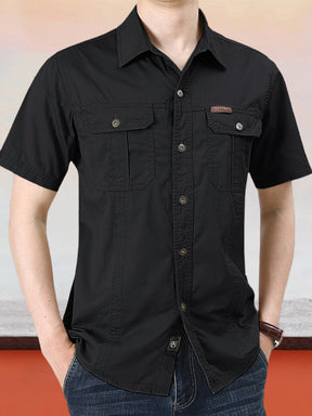 Classic Solid Short Sleeves Cotton Shirt