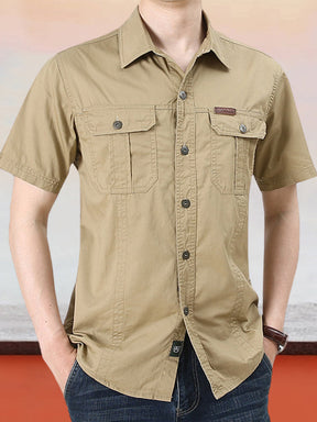 Classic Solid Short Sleeves Cotton Shirt
