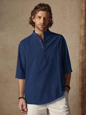 Casual Cotton Linen Mid-sleeve Shirt