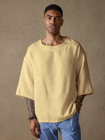 Solid Color Loose Fit Cotton Linen Top Shirts coofandystore Yellow S 