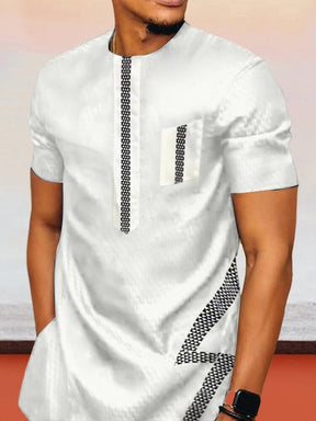 Ethnic Style Printed Short-sleeved Shirt Shirts coofandystore White M 