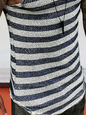 Striped Knit Sleeveless Sports Tank Top