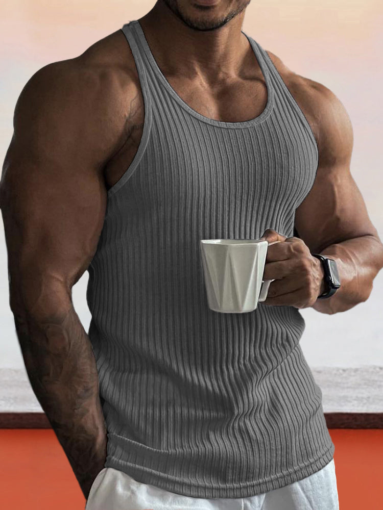 Solid Slim Fit Gym Knitted Tank Top