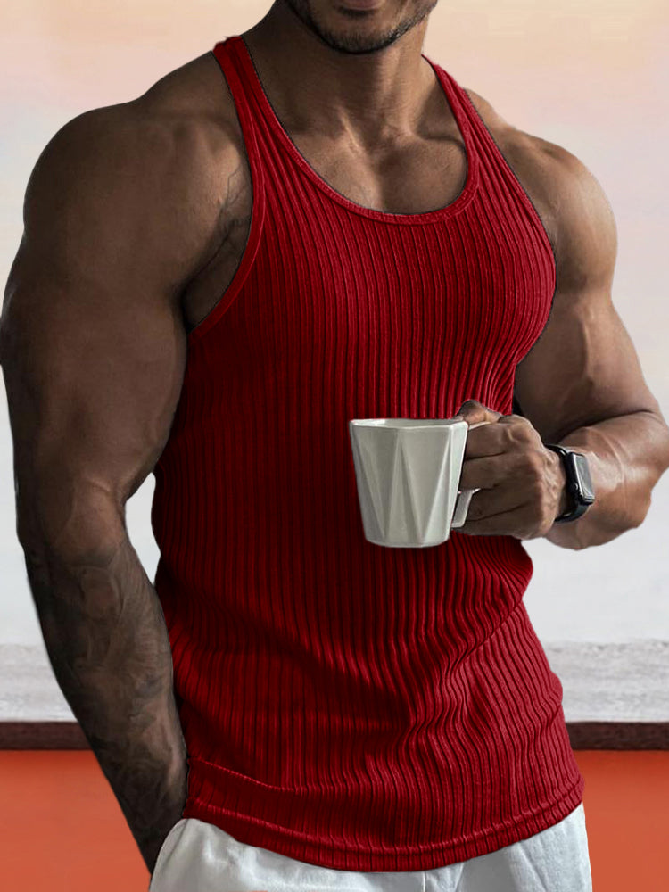 Solid Slim Fit Gym Knitted Tank Top