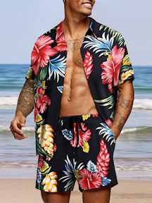 Casual Hawaiian Printed Beach Set