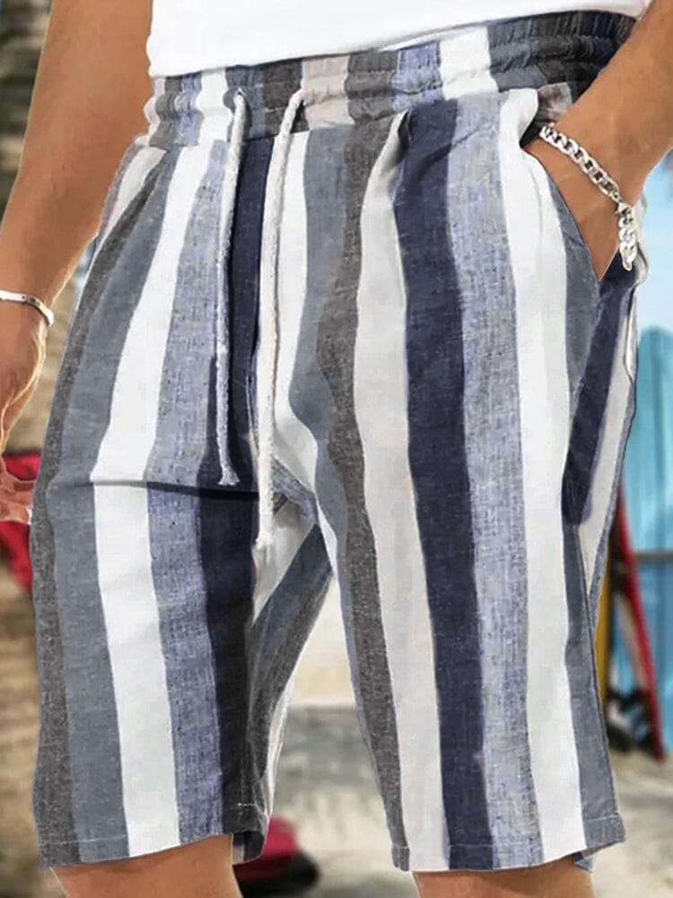 Stripe Drawstring Lightwaight Beach Shorts Shorts coofandystore Black S 