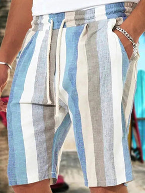 Stripe Drawstring Lightwaight Beach Shorts Shorts coofandystore Clear Blue S 