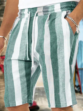 Stripe Drawstring Lightwaight Beach Shorts Shorts coofandystore Green S 