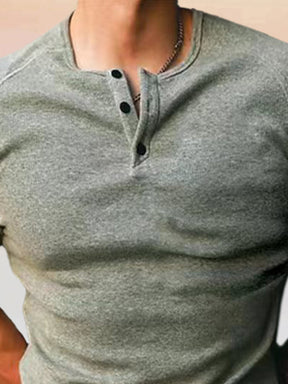 Casual Round Neck Button Up T-shirt