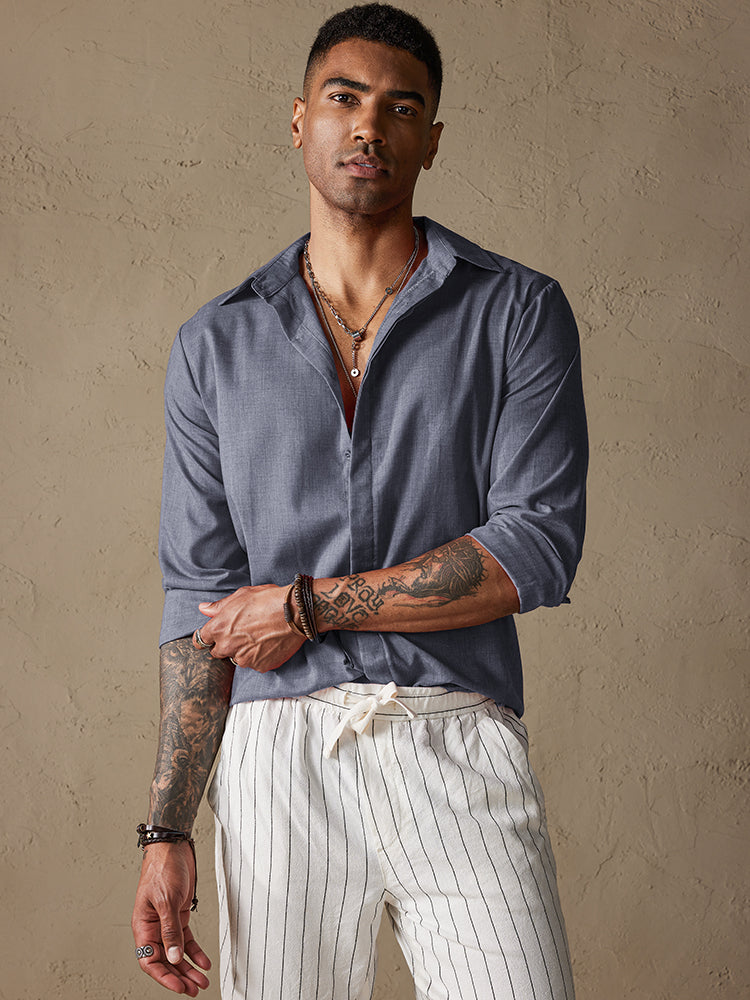 Classic Cozy Cotton Linen Long Sleeve Shirt