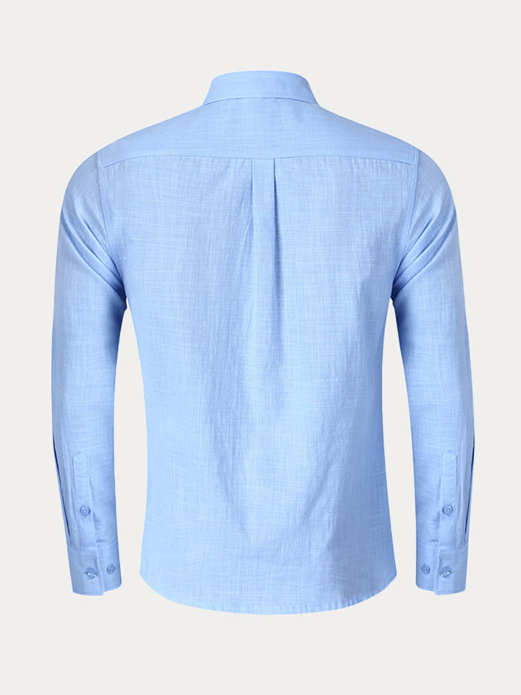Splicing Long Sleeves Cotton Linen Shirt (US Only)