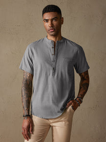 Cozy Half Button Cotton Linen Shirt
