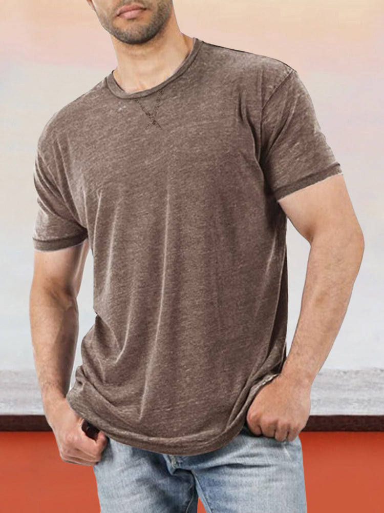 Classic Casual Solid Round Neck T-shirt