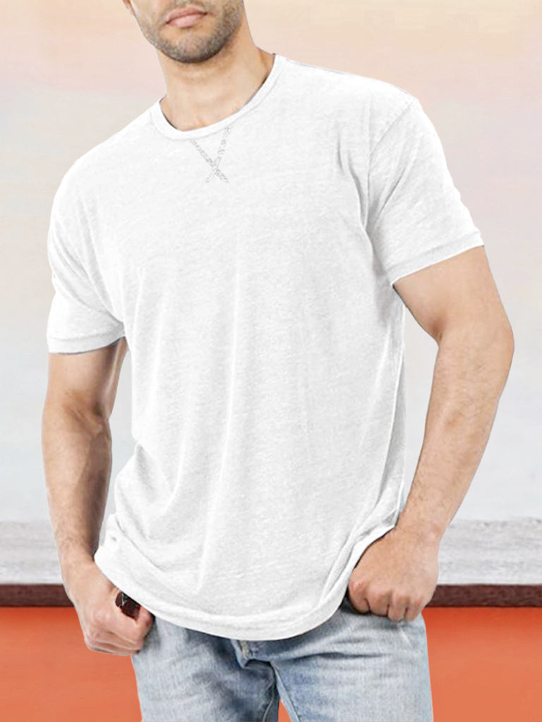Classic Casual Solid Round Neck T-shirt