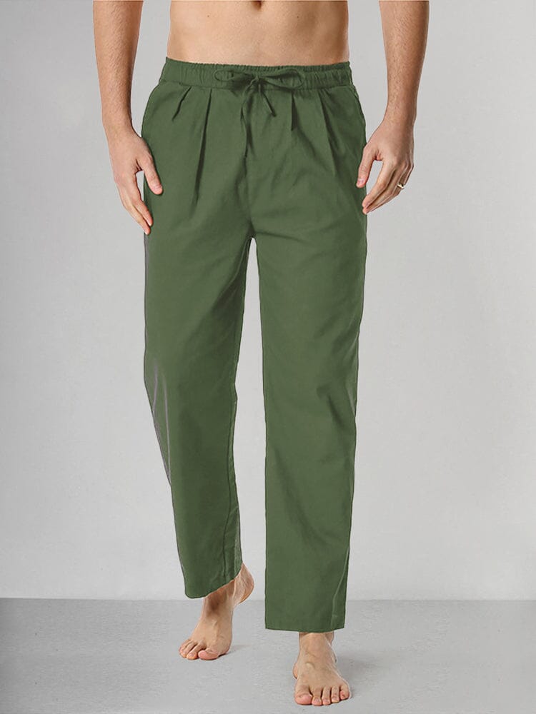 Casual Cotton Linen Pants Pants coofandystore Army Green S 