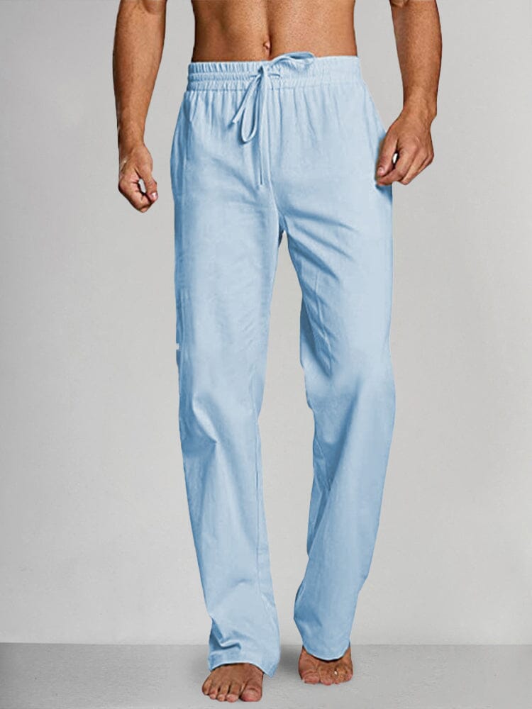 Cozy Lace Up Waist Cotton Linen Pants Pants coofandystore Blue M 
