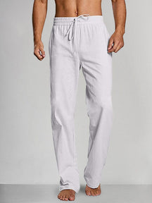 Cozy Lace Up Waist Cotton Linen Pants Pants coofandystore White M 