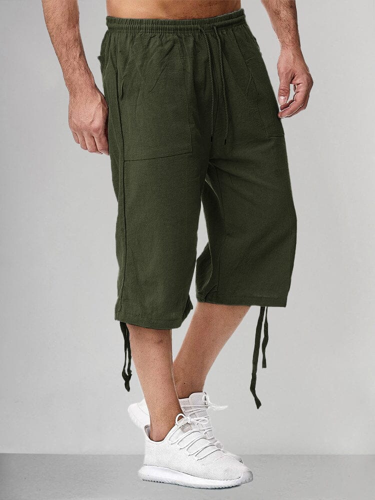 Cotton Linen Style Casual Shorts Pants coofandystore Army Green M 