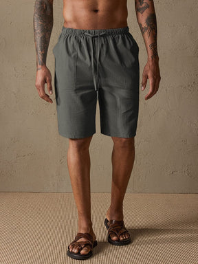 Cotton Linen Beach Drawstring Casual Shorts Shorts coofandystore Dark Grey S 