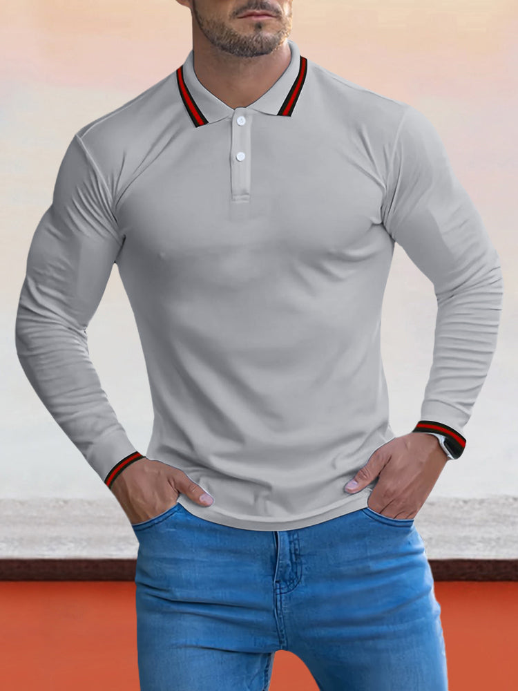 Cozy Stripe Collar Polo Shirt