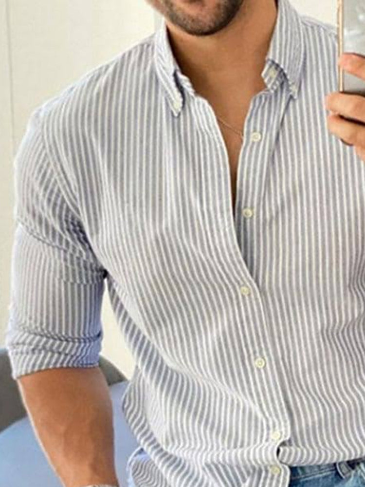 Classic Slim Button Stripe Shirt