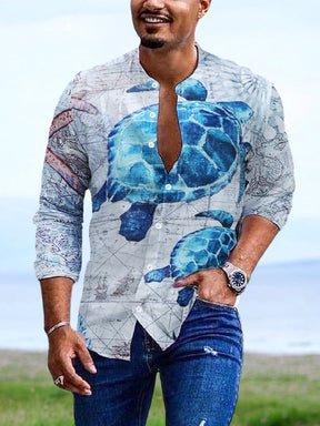 Casual Round Neck Printed Long Sleeve Shirt
