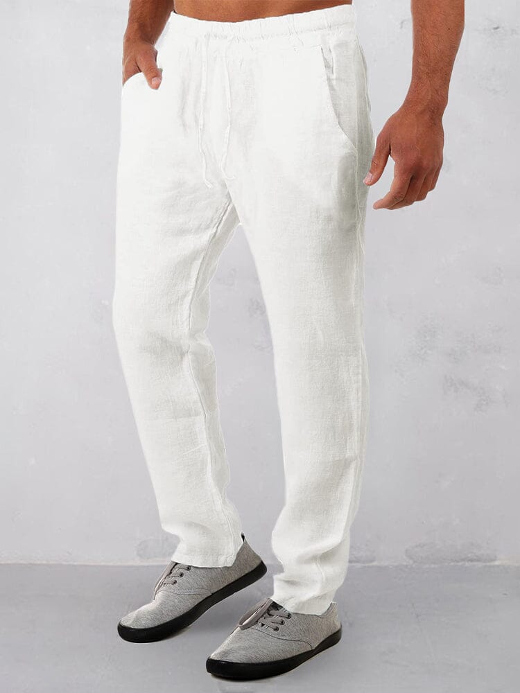 Cotton Solid Color Pants Pants coofandystore White S 