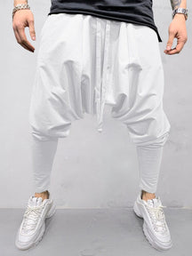 Solid Color Harem Pants Pants coofandystore White M 