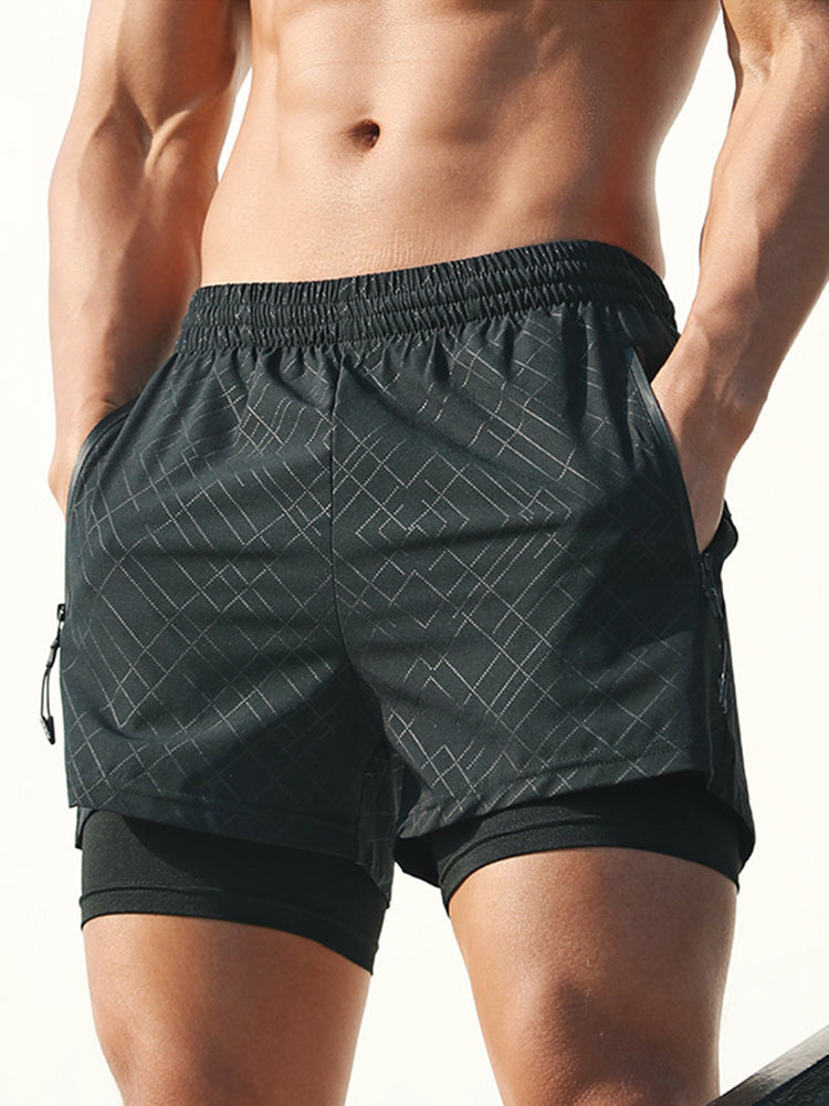 Quick-drying Double Layers Sports Beach Shorts