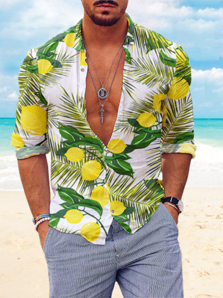 Casual Printed Long Sleeves Beach Shirt