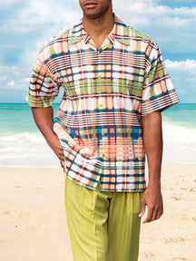 Casual Printed Beach Shirt Straight Pants Set