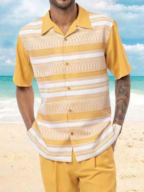 Casual Printed Beach Shirt Straight Pants Set