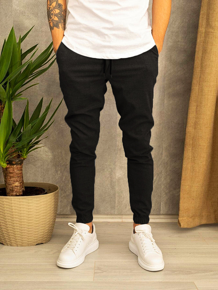 Solid Color Beam Feet Casual Pants