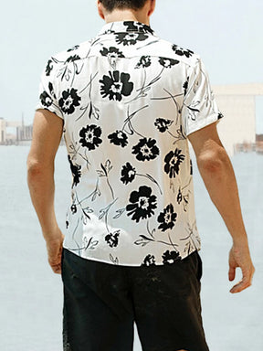 Vintage Ink Style Printed Beach Shirt