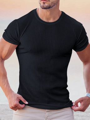 Round Neck Short Sleeve T-shirt T-Shirt coofandystore Black M 
