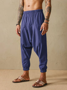 Casual Linen Style Loose Pants Pants coofandystore Navy Blue M 
