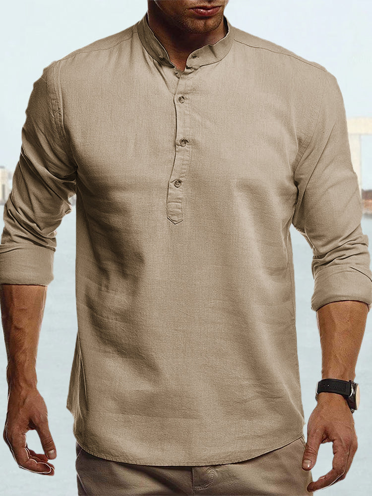 Cotton Linen Solid Color Casual Shirt